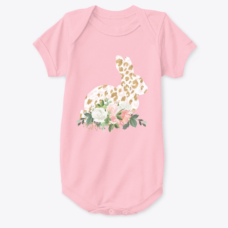 Leopard Print Bunny with Spring Flowers