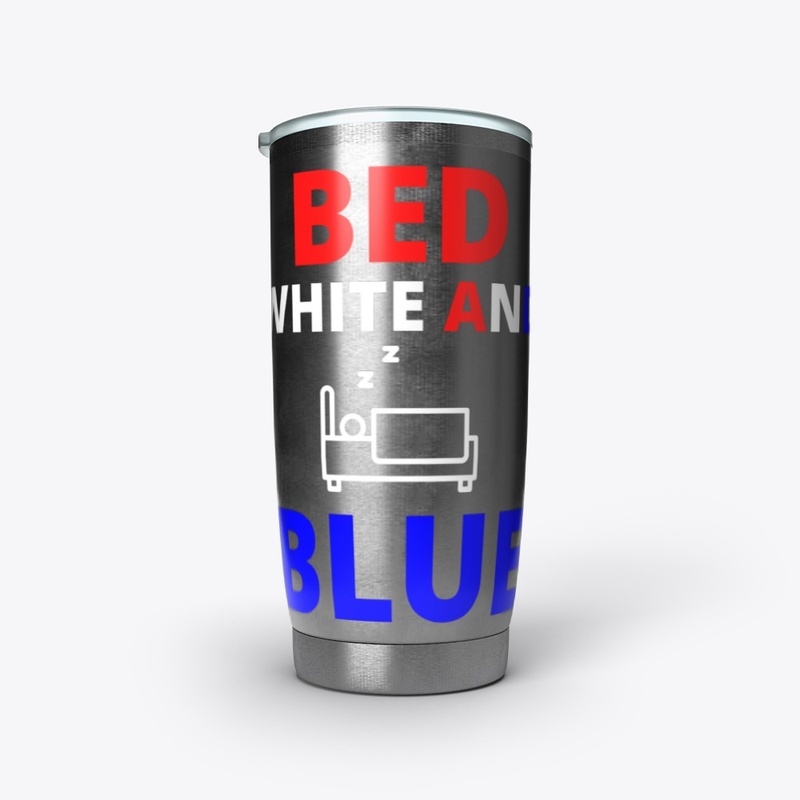Bed white and blue funny independence na