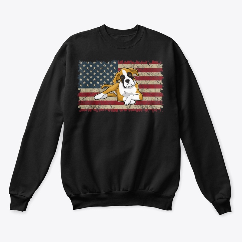 Vintage American Flag Boxer Dog Gifts