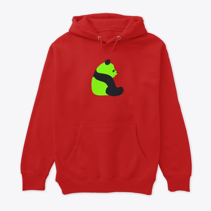 Neon Green Sitting Panda  Black Features