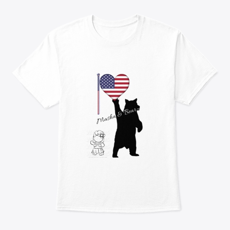 Masha & Bear 4th July American flag Tee
