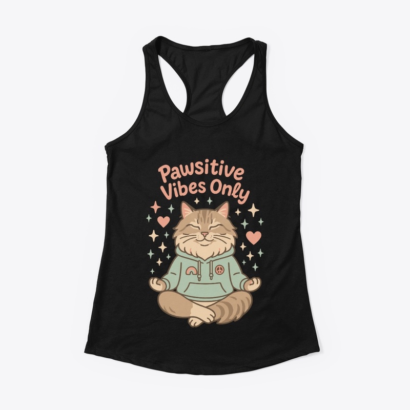 Pawsitive Vibes Only Cozy Cat Lounge Tee