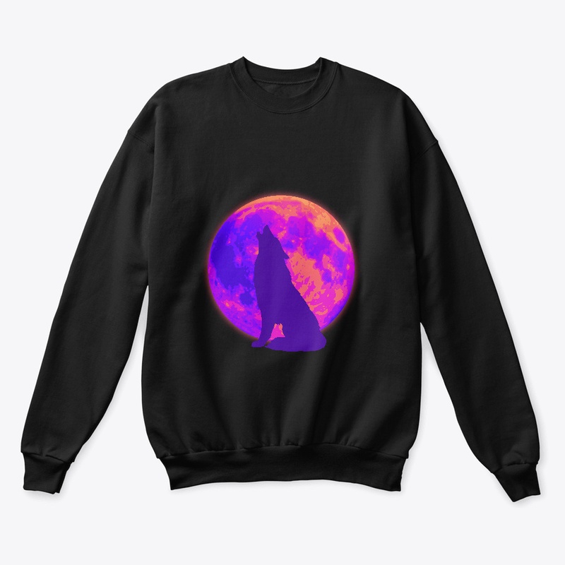 Howling Wolf Crimson Color Moon Design
