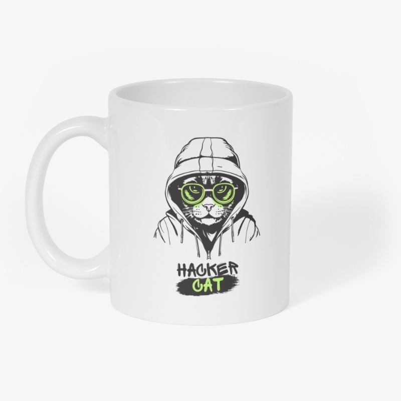 Black Green Cool Cat T-Shirt