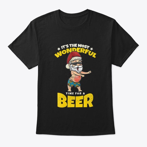 Christmas In July Santa Hawaiian Funny W Black T-Shirt Front