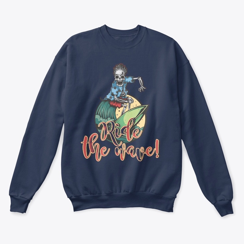 Skeleton Men Surfing On Waves