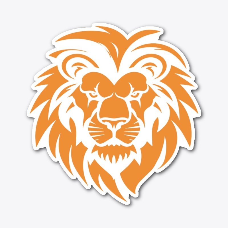 Simple orange lion head silhouette logo