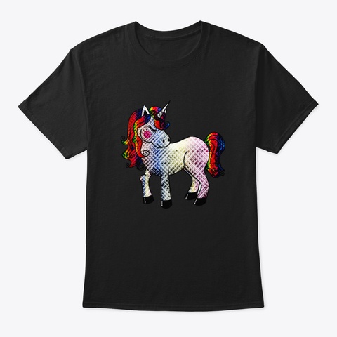 Magical Unicorn Black T-Shirt Front