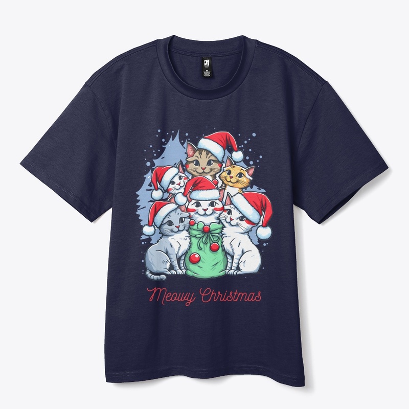 Cute Cat wishing Merry Christmas shirs