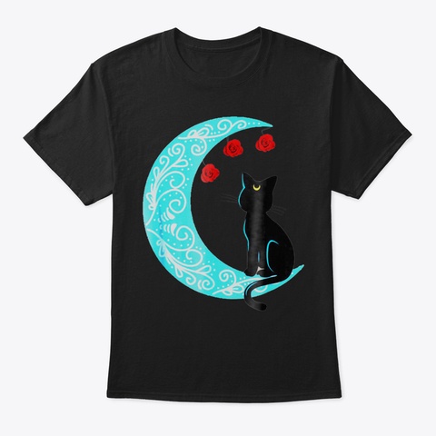 Black Cat Crescent Moon Sailor Mom Tshir Black T-Shirt Front
