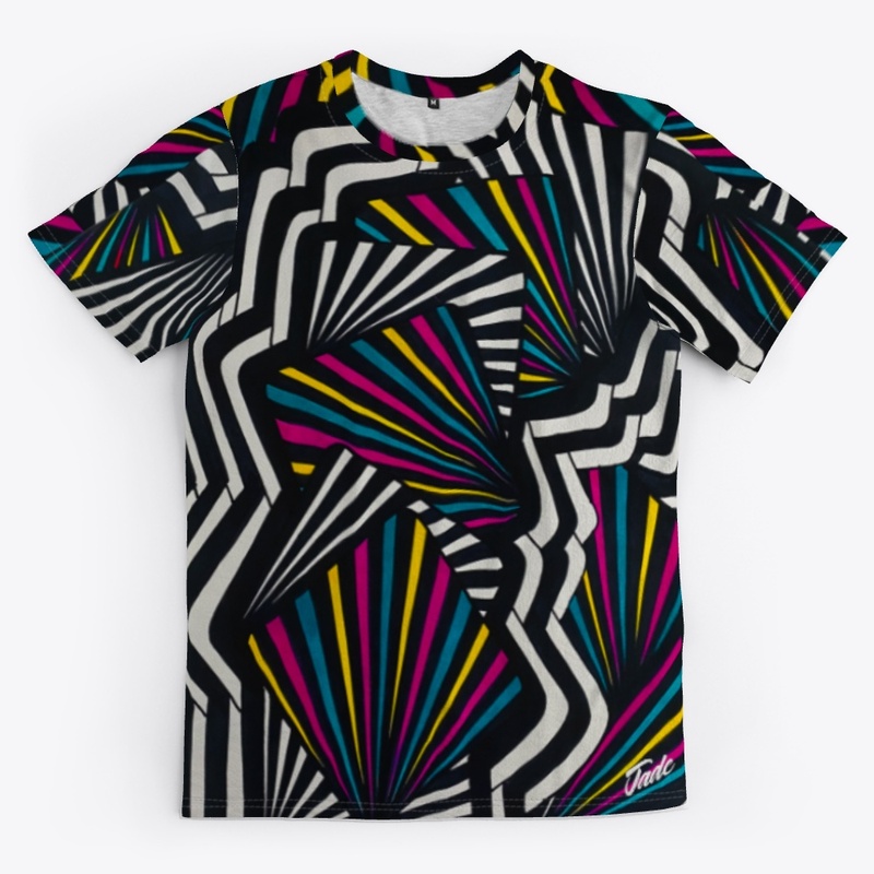 Pink and Teal Abstract All-Over Tee