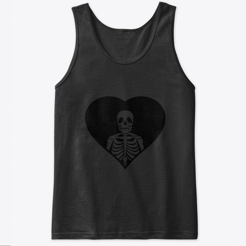 Hand drawn skeleton with heart