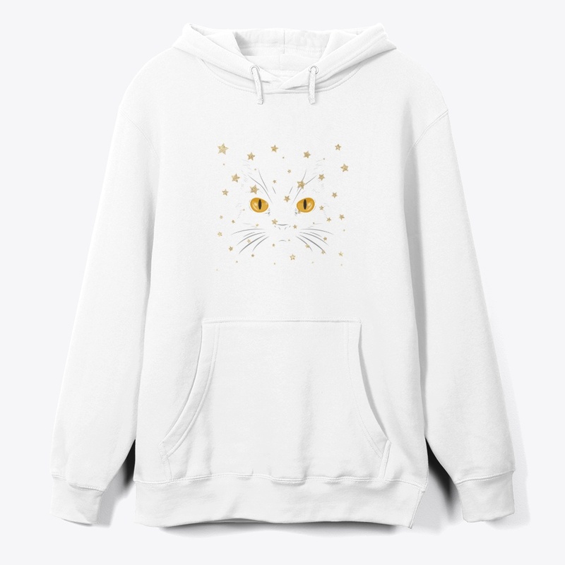 cute cat face & stars or meow