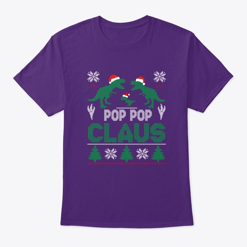 Pop Pop Claus T-rex Christmas Matching F