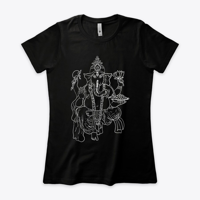 Sketch Ganesha White Print Yoga
