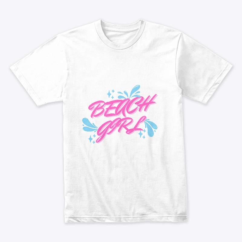 Beach Girk Pink letters tee sirt