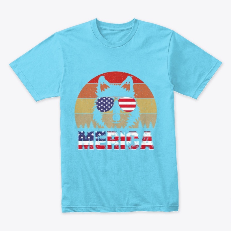 Big puppy with American flag glasses