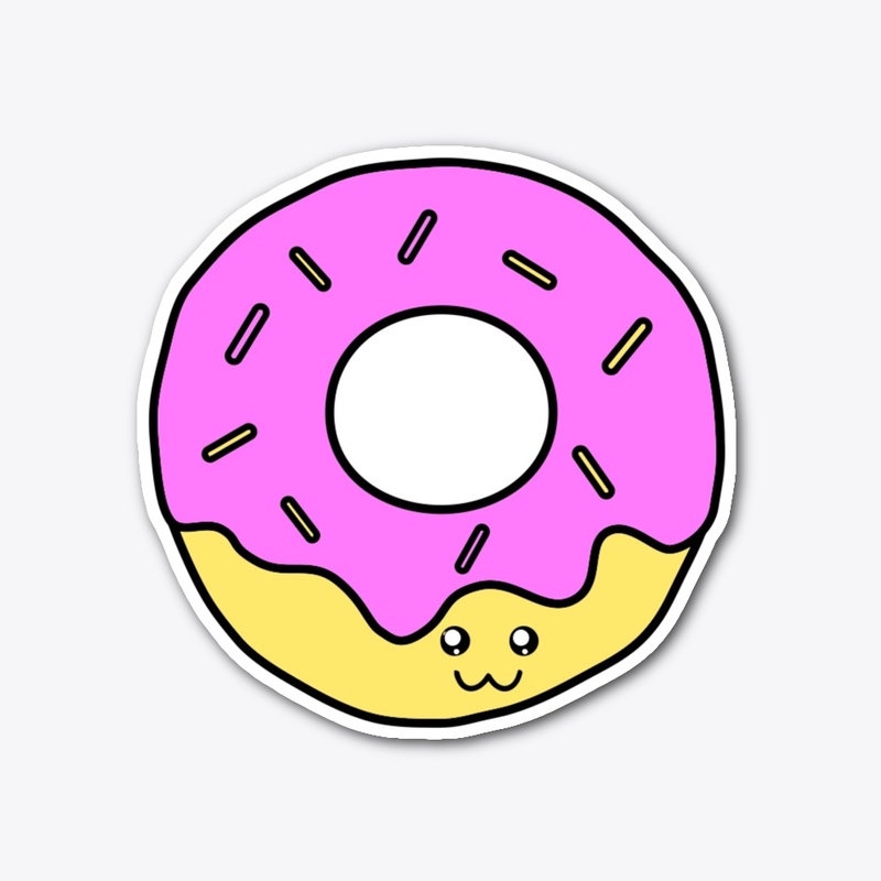 DONUT STICKER, KAWAII, STRAWBERRY