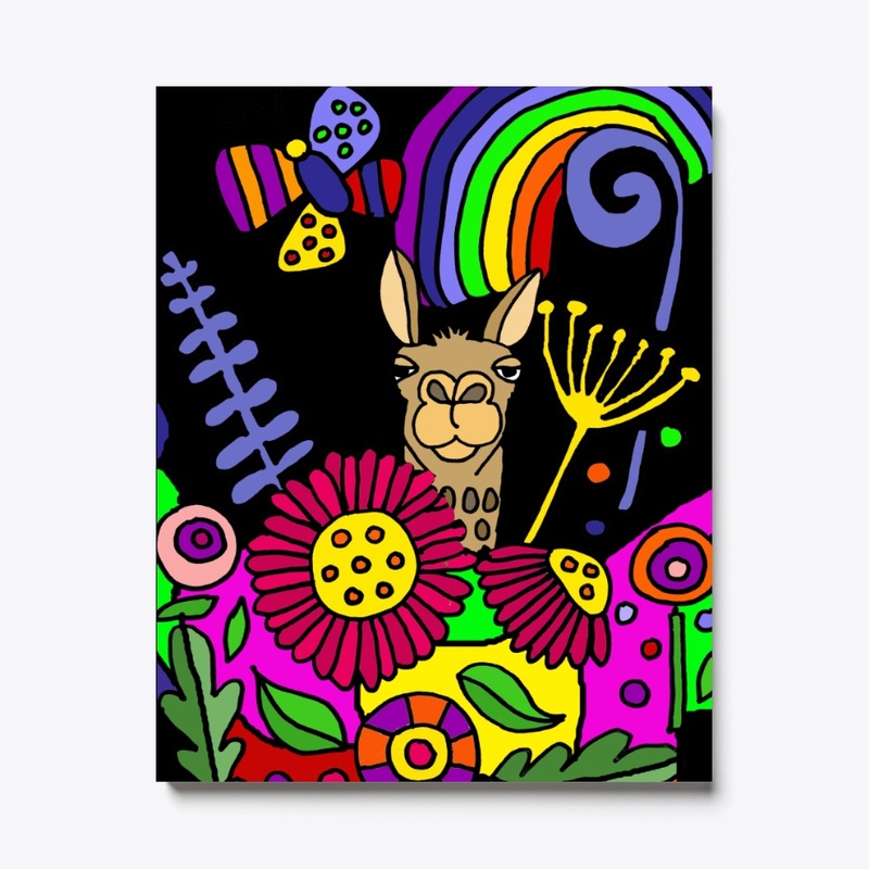 Funny Llama in the Garden Abstract