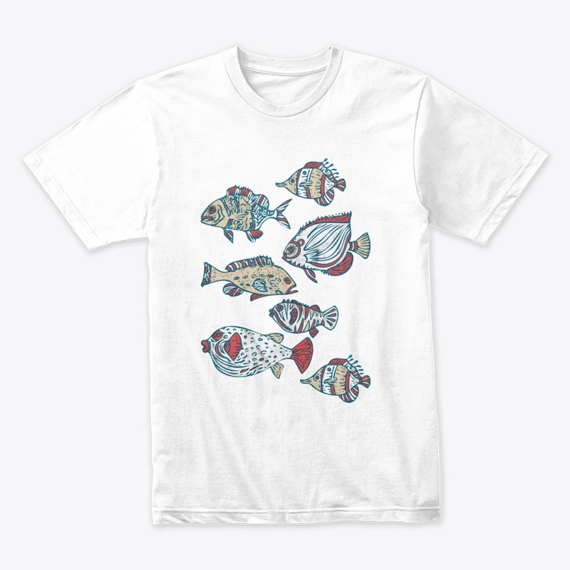 Linocut Tropical Fishes
