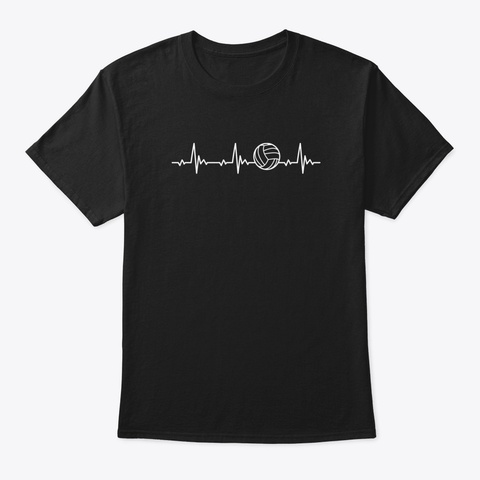 Volleyball Heartbeat For Volleyball Play Black T-Shirt Front
