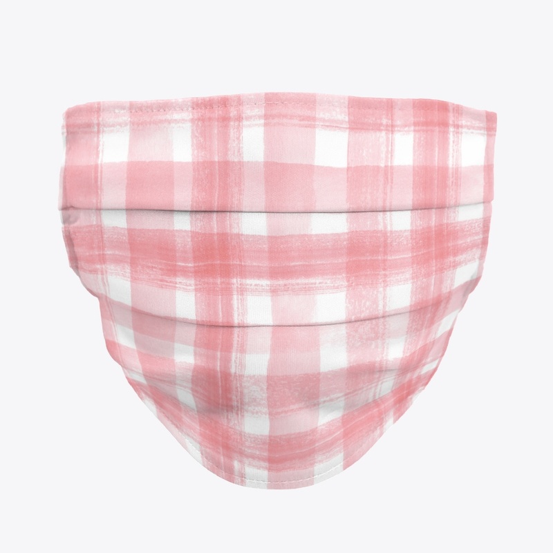Pink Plaid Face Mask