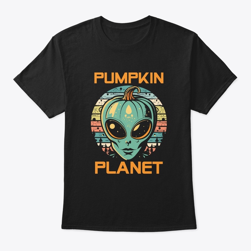 Halloween UFO Alien Pumpkin Planet Retro