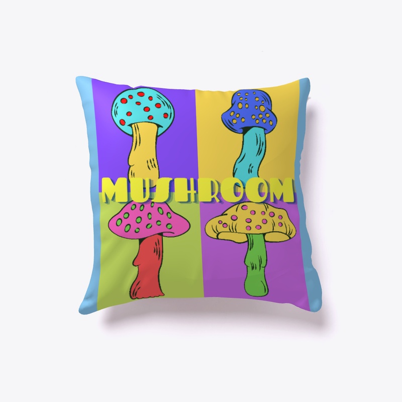 Cute neon pastel four mushroom collage
