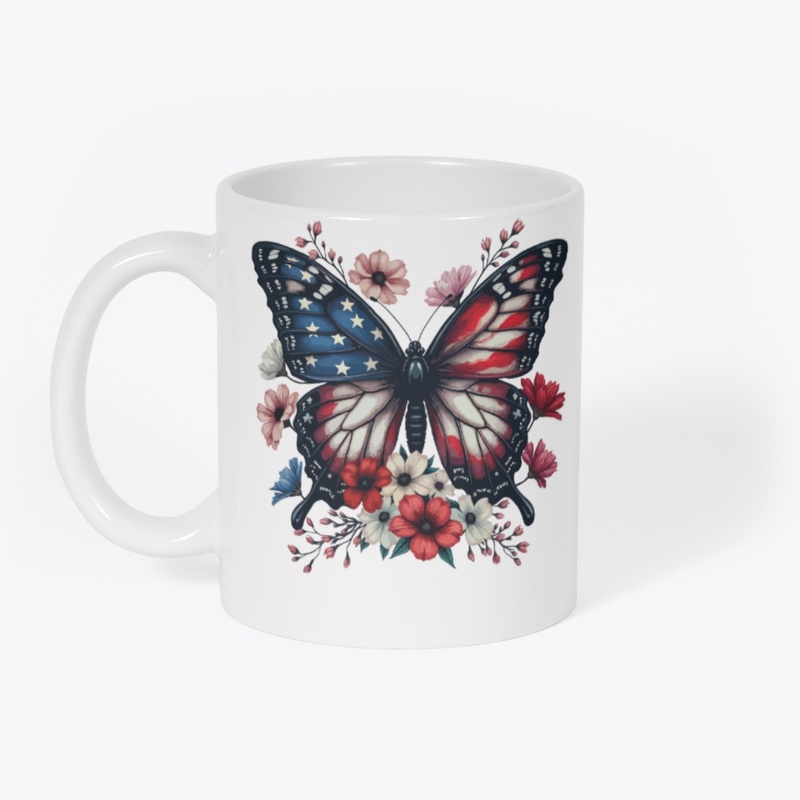 Patriotic Butterfly 4th of July USA Flag