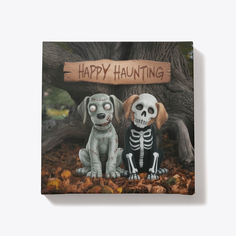 Zombie & Skeleton Dog Canvas
