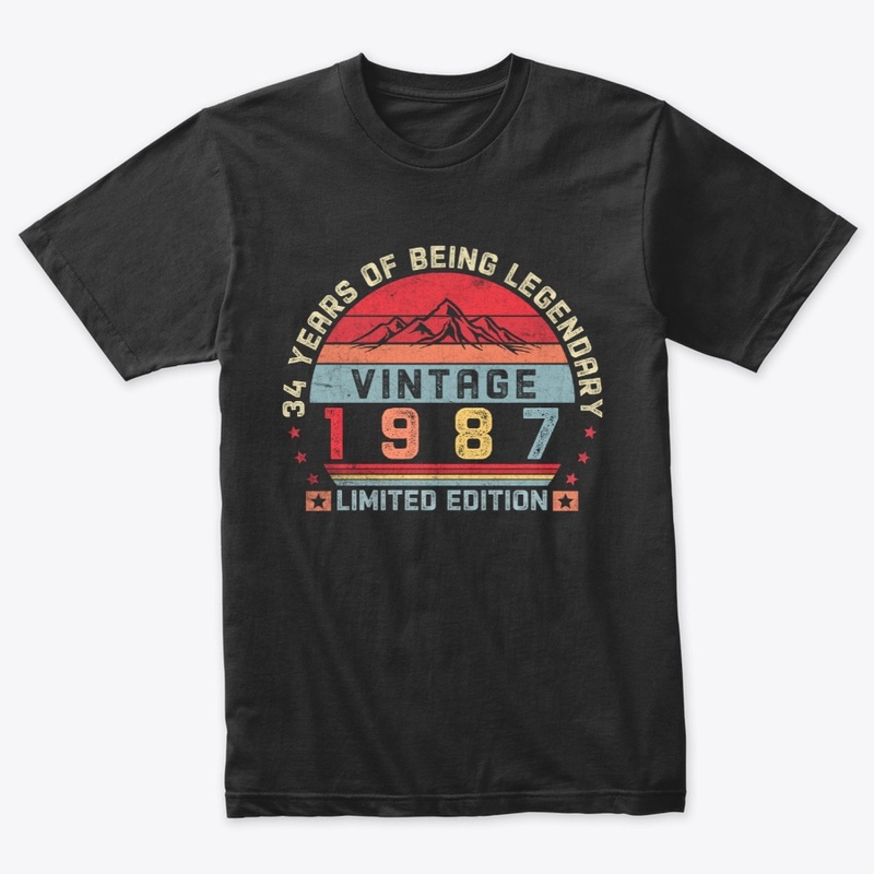 34 Years Old Retro 1987 Birthday Vintage