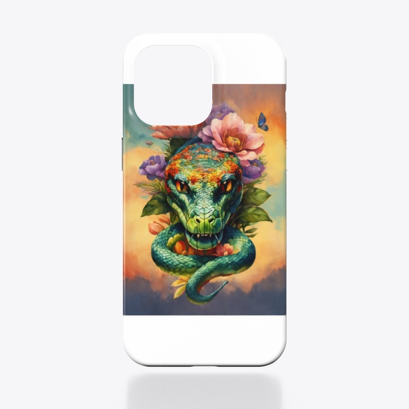 Watercolor Snake Head with Floral 