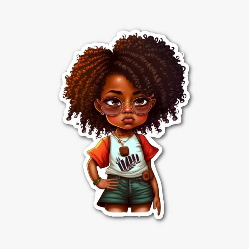 Girl with Curly Hair and Hand on Hip
