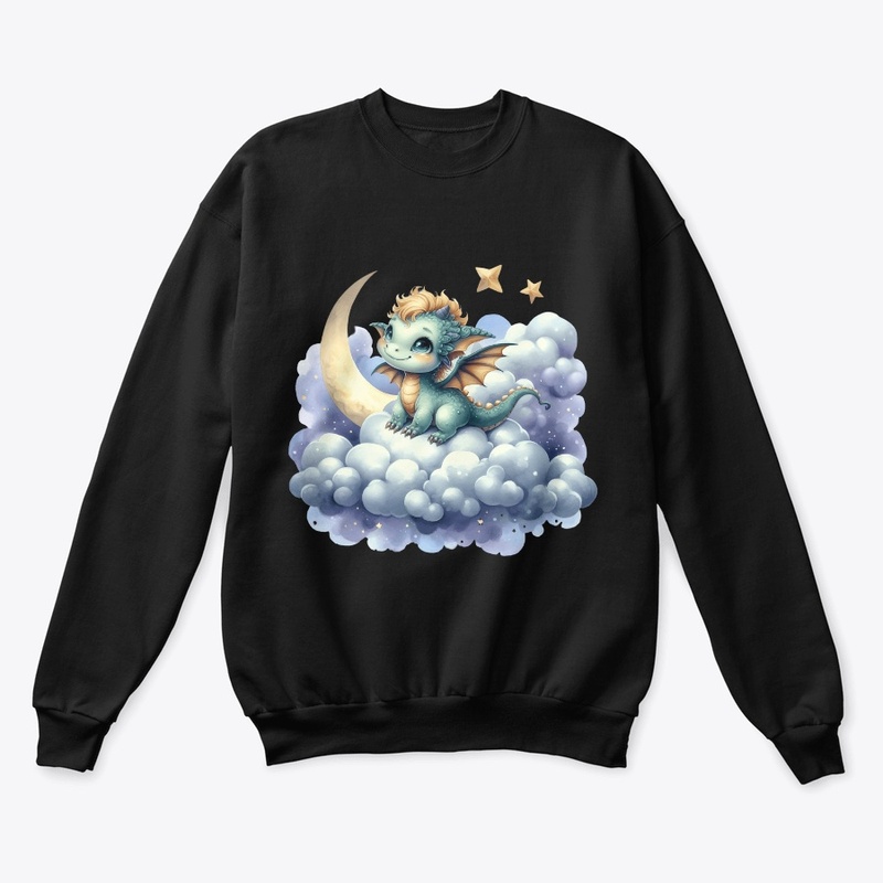  Cute Baby Dragon on Clouds with Stars