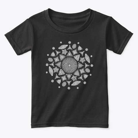 Cool Black And White Diatom Mandala  Black T-Shirt Front