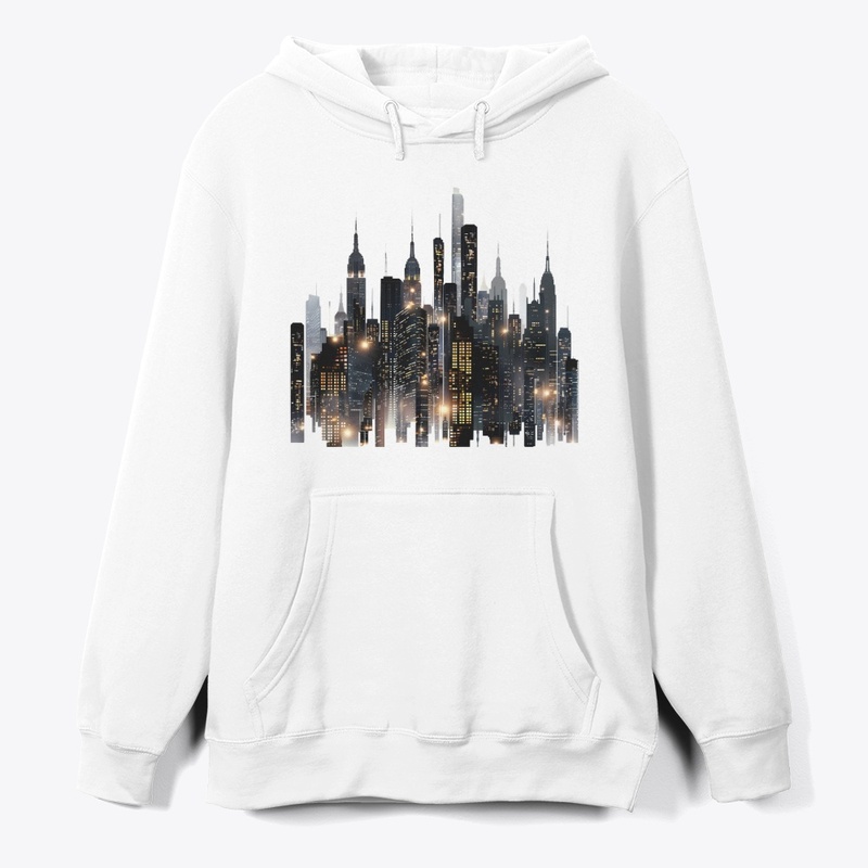  City skyline illuminated at night.