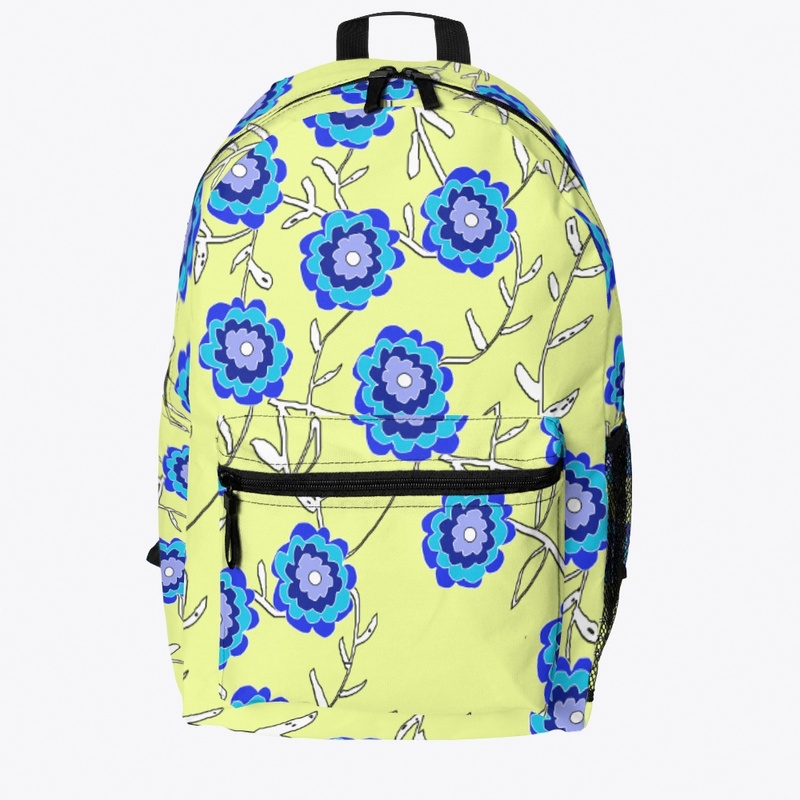 Blue Flowers on Yellow