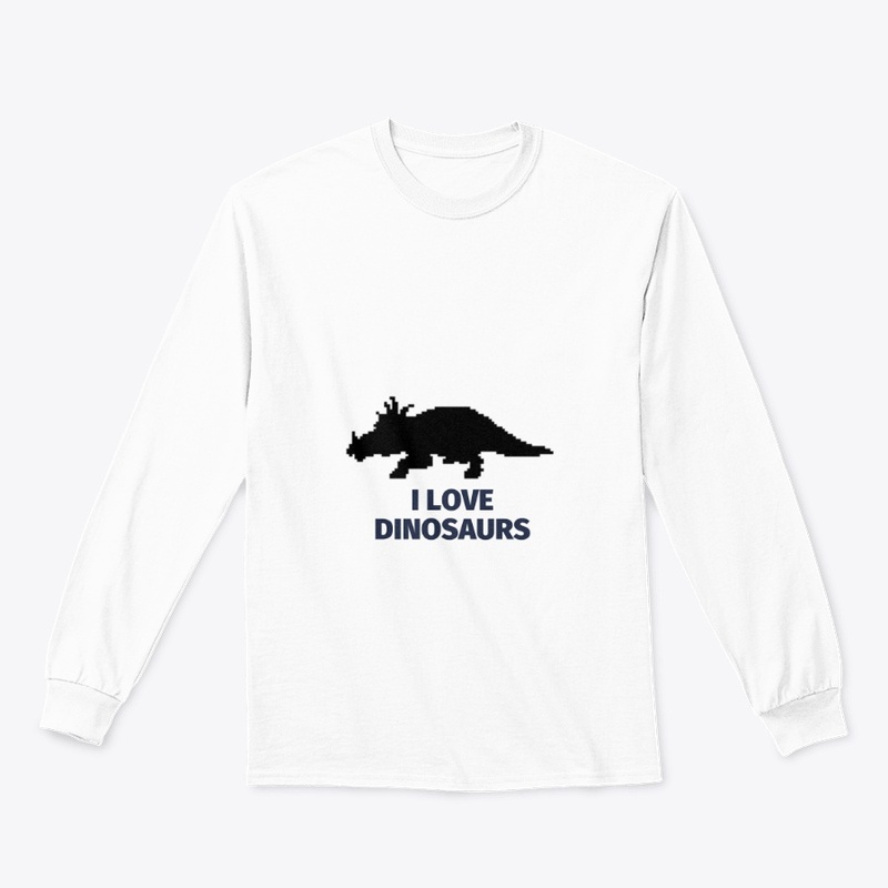 Pixel Art Dinosaur 11 White