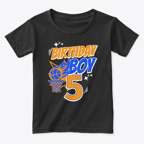 5th Birthday Boy Basketball Themed Party Black Camiseta Front