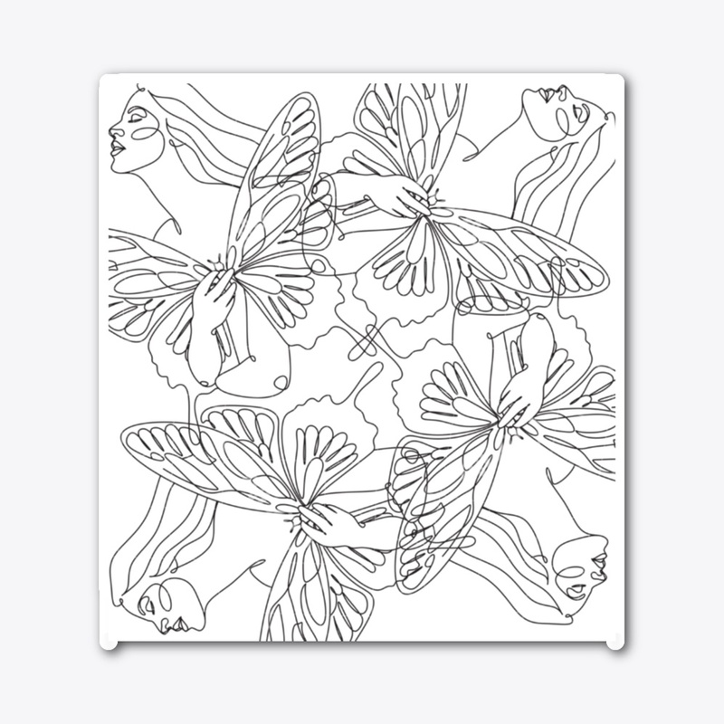 butterfly girl art sticker