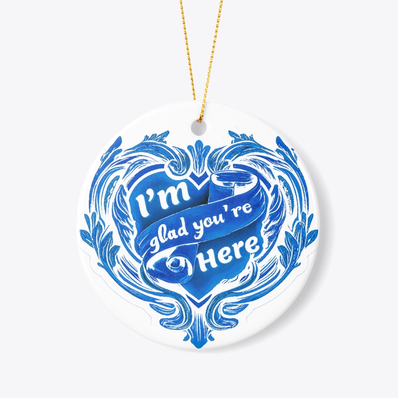 Baroque Heart ornament in pottery blue