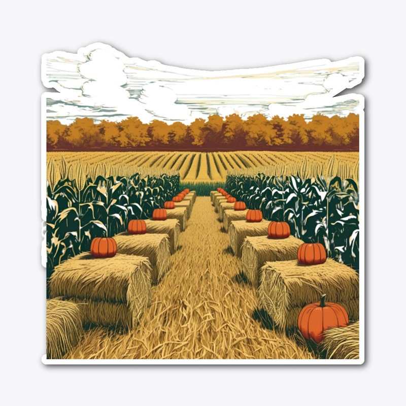 Golden Harvest Cornfields & hay bales