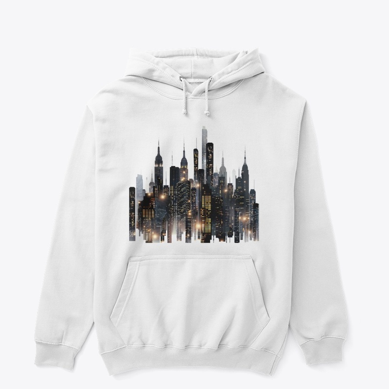  City skyline illuminated at night.