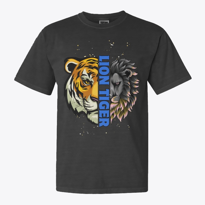Lion Tiger Colorful Black T-shirt Design