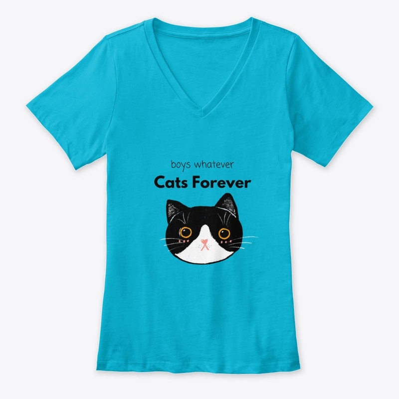 "Boys Whatever Cats Forever" Tuxedo Cat
