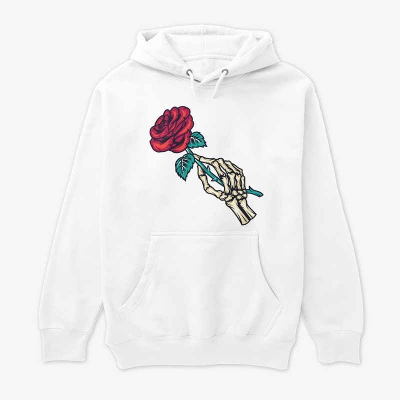  Skeleton Hand Holding Rose Hoodie 
