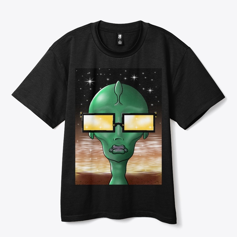 GREEN FEMALE ALIEN IN SUNGLASSES 