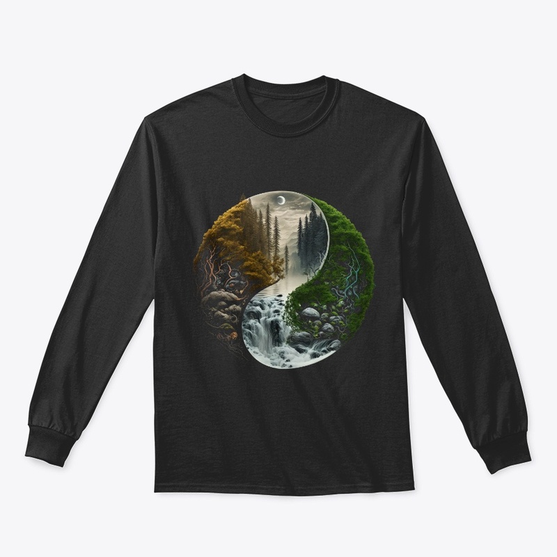 landscape forest waterfall yin yang