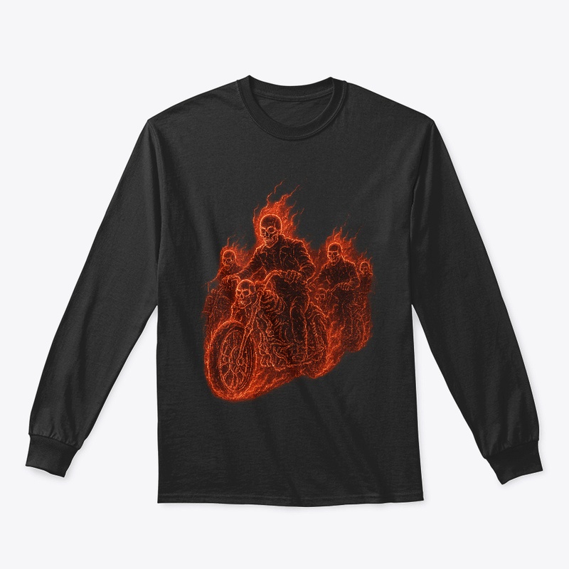 Hell Riders Flaming Skeleton Biker Gang