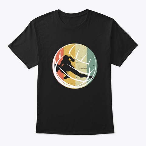 Retro Volleyball Wdri3 Black T-Shirt Front